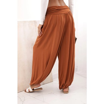 Dámské harémové kalhoty cihlové (Velikost universal, Barva Ruda)