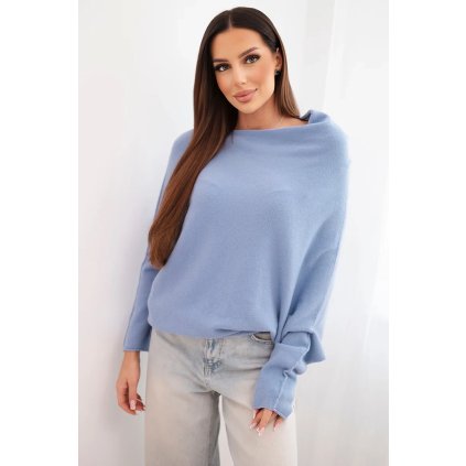Dámský netopýří svetr džínový modrý (Velikost universal, Barva Džíny)