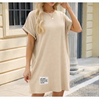 krátké bavlněné šaty béžové