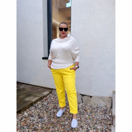 pružné kalhoty na gumu žluté