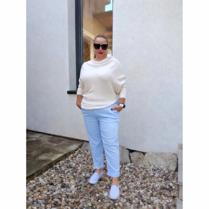 pružné kalhoty na gumu modré