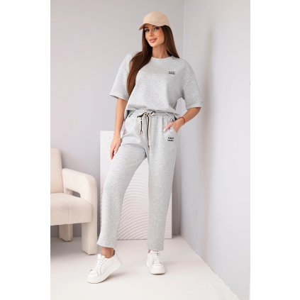 Dámská máslová souprava s krátkým rukávem šedá (Velikost universal, Barva Grey)