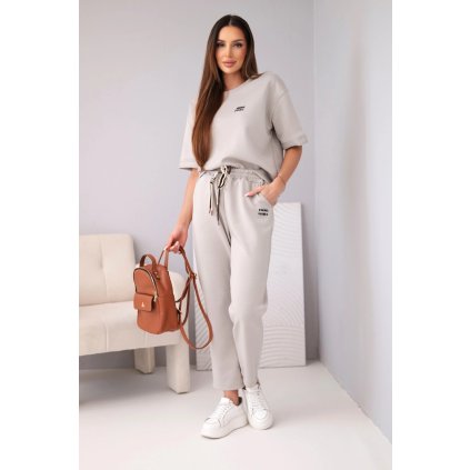 Dámská máslová souprava s krátkým rukávem tmavě béžová (Velikost universal, Barva Tmavě béžová)