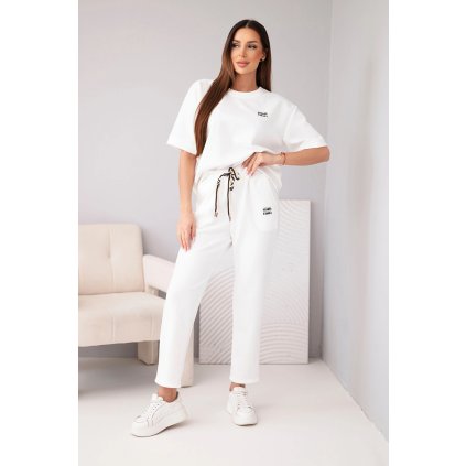 Dámská máslová souprava s krátkým rukávem ecru (Velikost universal, Barva Ecru)