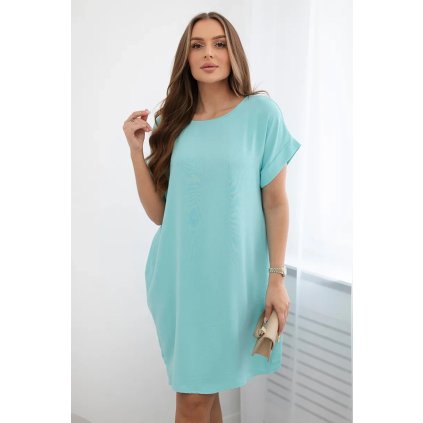 Basic šaty s kapsami světle mint (Velikost universal, Barva Světle mátová)