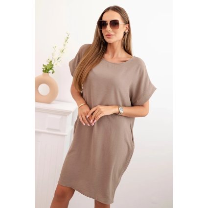 Basic šaty s kapsami fango (Velikost universal, Barva Fango)