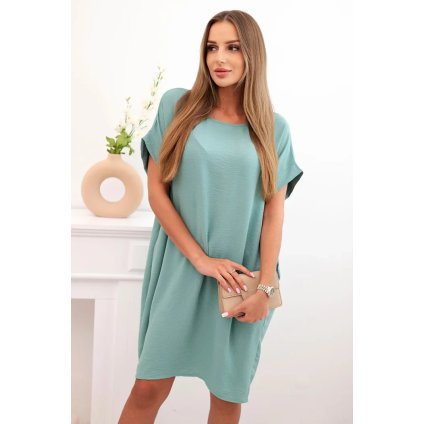 Basic šaty s kapsami tmavá mint (Velikost universal, Barva Tmavě mátová)
