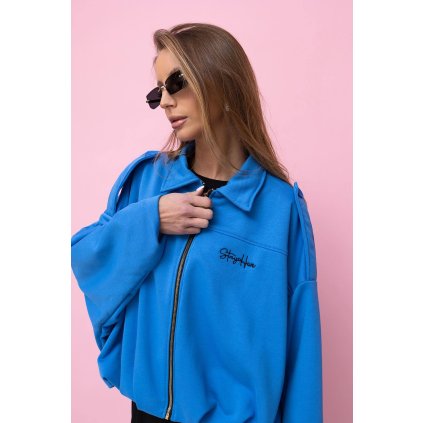 jarní bundička v moderním bomber střihu modrá