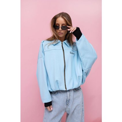 jarní bundička v moderním bomber střihu modrá