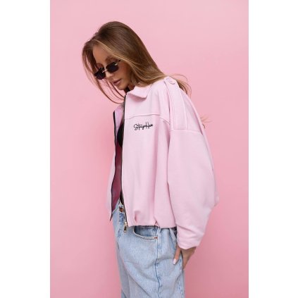 jarní bundička v moderním bomber střihu růžová