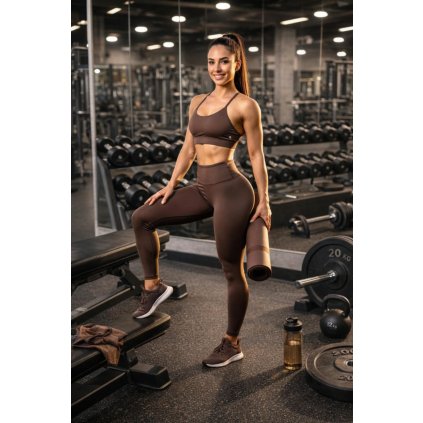 legíny s vysokým pasem hnědé