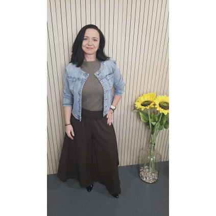 kalhoty s širokými nohavicemi hnědé