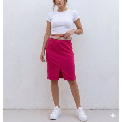 růžová sukně ke kolenům