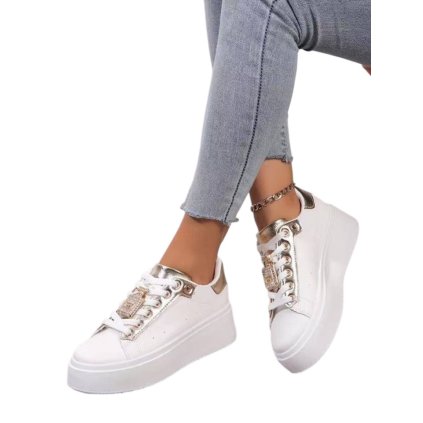 tenisky se zlatou ozdobou bílo-zlaté