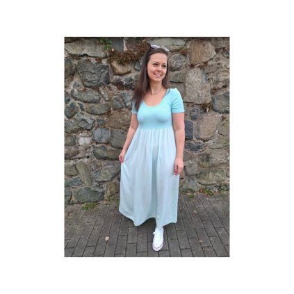 dlouhé šaty s žebrovaným topem mint