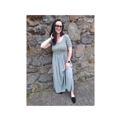 dlouhé šaty žebrovaný top khaki