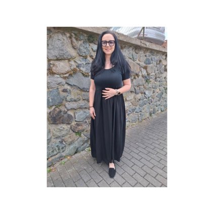 dlouhé žebrované šaty černé