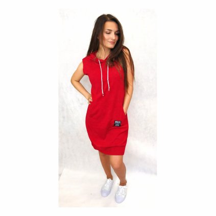 bavlněné šaty bez rukávů červené