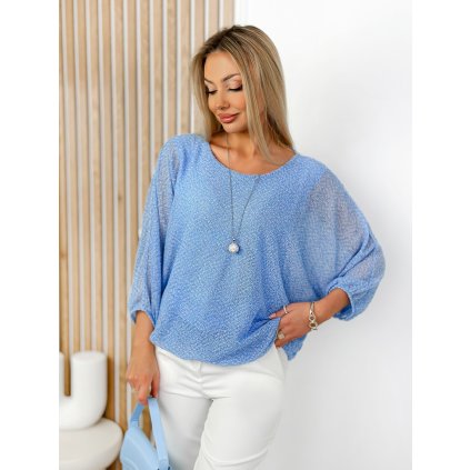 lehký svetřík se spodničkou modrý