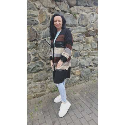 dlouhý barevný kardigan černý