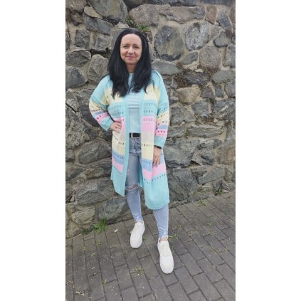 dlouhý barevný kardigan mint