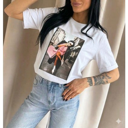 dámské tričko s potiskem bílé