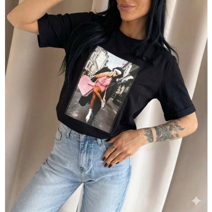 dámské tričko s potiskem černé