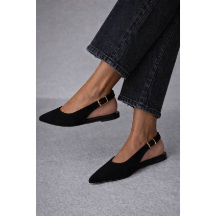 semišové barelínky špičatá špička černé