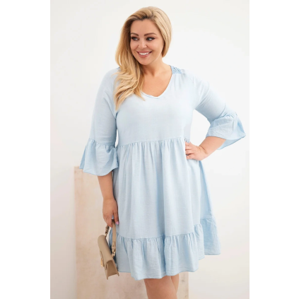 Dámské viskózové šaty Plus Size modré (Velikost universal, Barva Modrý)