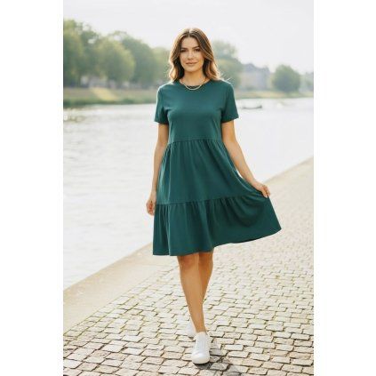 Šaty s volány KARLA petrolej