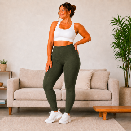 Extra pružné plussize legíny zelené