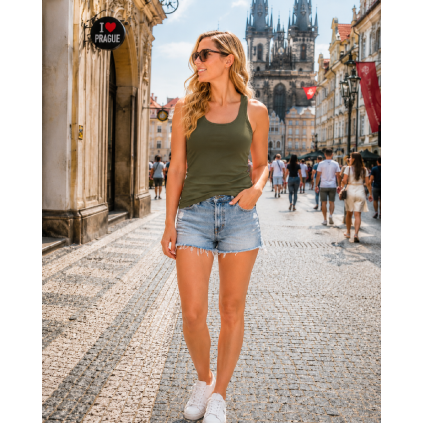 Dámské žebrované tílko Carolina khaki