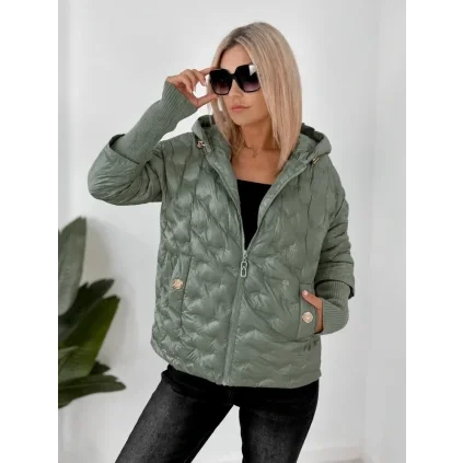 Dámská prošívaná bunda TERINE s náplety khaki