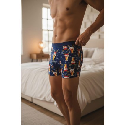 pánské boxerky vánoční pivo modré