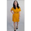 basic šaty s páskem hořčice
