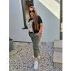 pružné kalhoty khaki plussize