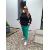 pružné kalhoty na gumu v pase zelené