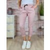 pružné kalhoty v pase na gumu růžové