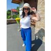 letní vzdušné kalhoty s rozparky královsky modré