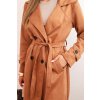 Dlouhý kabát s páskem a výrazným límcem (Velikost universal, Barva Camelová)