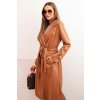 Dlouhý kabát s páskem a výrazným límcem (Velikost universal, Barva Camelová)