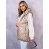 delší prošívaná vesta s kapucí béžová
