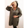 Dámská bunda Plus Size prošívaná s kapucí a nápisem HOPE/barvy (Velikost universal, Barva Khaki)