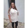 bílá plussize košile s pletenou vestičkou béžovou