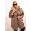 Dámská bunda Plus Size prošívaná s kapucí a nápisem HOPE fango (Velikost universal, Barva Fango)