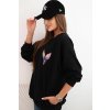 Dámská oversize mikina z bavlny s barevnými křídly na zádech černá (Velikost universal, Barva Černá)