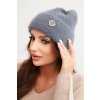 Dámská zimní čepice chlupatá s ozdobným knoflíkem grafit (Velikost universal, Barva Grafit)