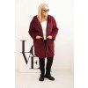Huňatý oversize kabát s kapucí a zapínáním na zip švestkový (Velikost universal, Barva Švestková)