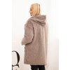 Huňatý oversize kabát s kapucí a zapínáním na zip fango (Velikost universal, Barva Fango)