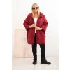 Dámský kabát Plus Size s kapucí a zipem bordo (Velikost universal, Barva Bordó)